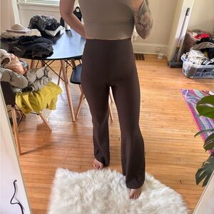 Women's Brown High-Waisted Flare Leggings